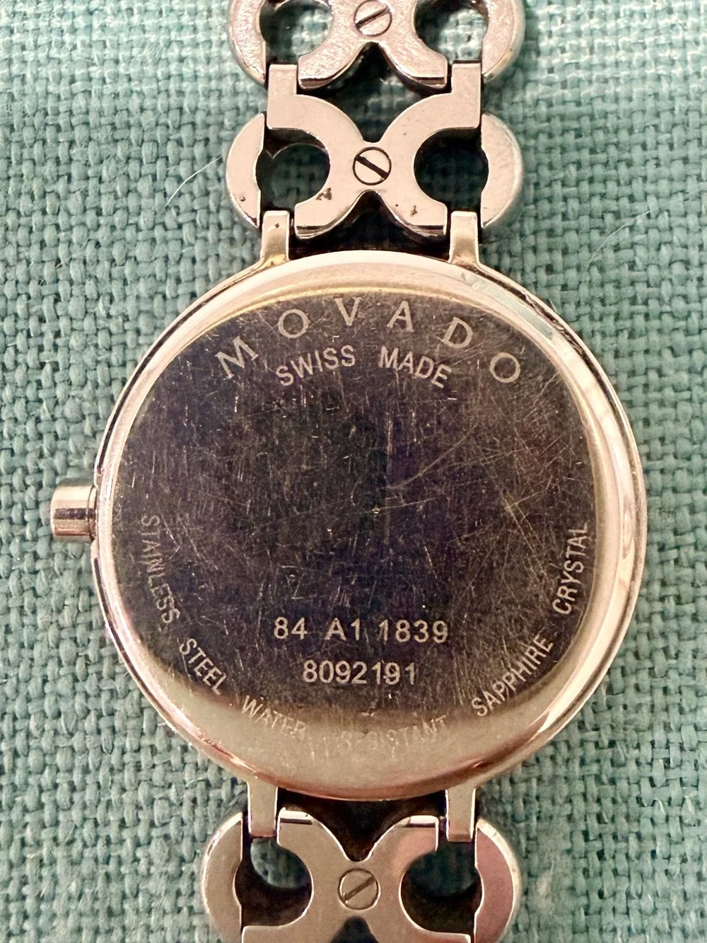 Movado Silver Women's Watch with Circular Link Bracelet